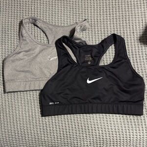 Nike Women's Dri-FIT Sports Bra - Black and Light Gray